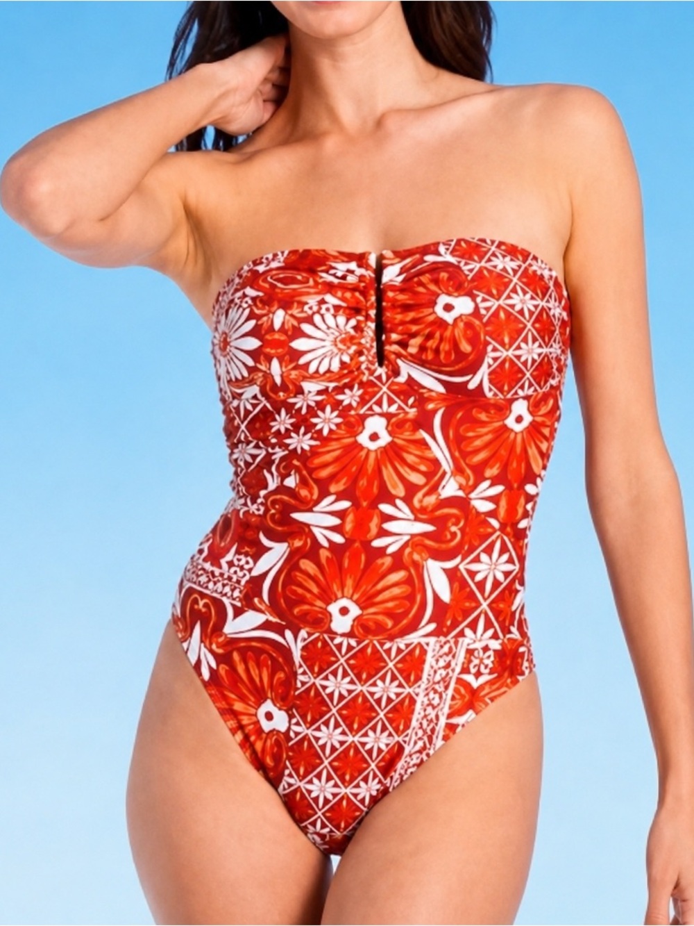 Strapless Bandeau Ruched One Piece
Swimsuit XL Tummy Control Twist Front
NWT